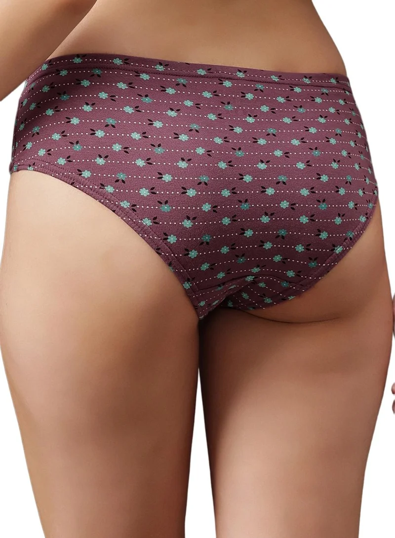 Clovia Multicolour Pack of 3 Printed Mid Waist Hipster Panties with Inner Elastic - 100% Cotton for Women | Best Price UAE